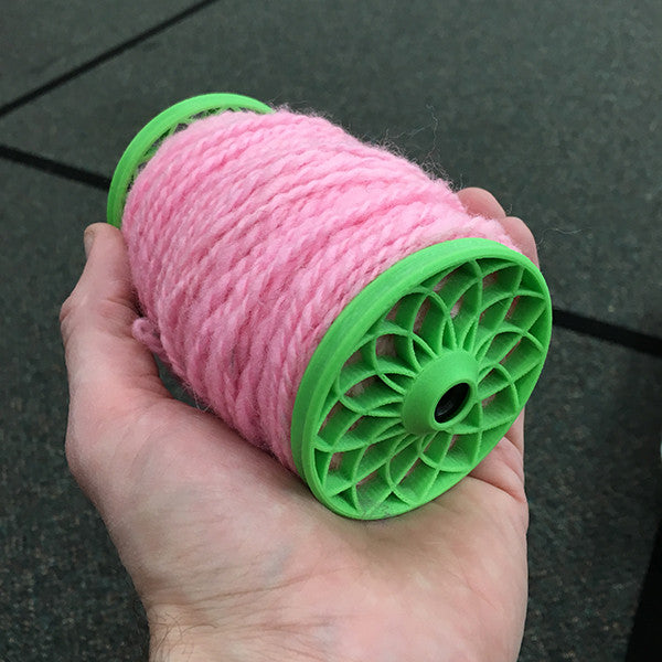 Flat-Pack Bobbin with Lotus whorls in Grass Green