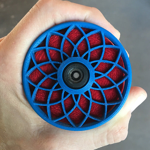 Flat-Pack Bobbin with Lotus whorls in Berry Blue