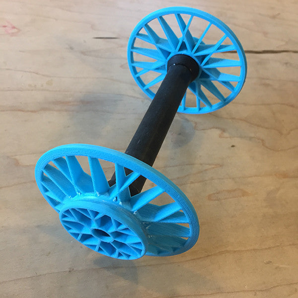Flat-Pack Bobbin with Bike Tire whorls in Powder Blue