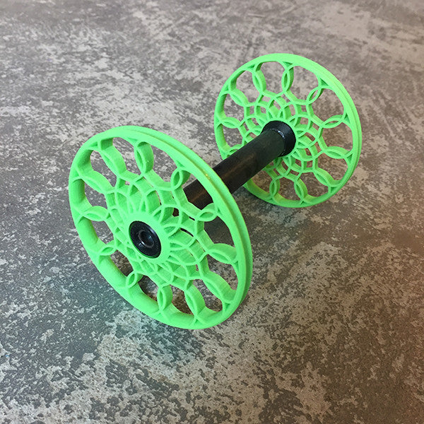 Flat-Pack Bobbin with Sunflower whorls in Grass Green