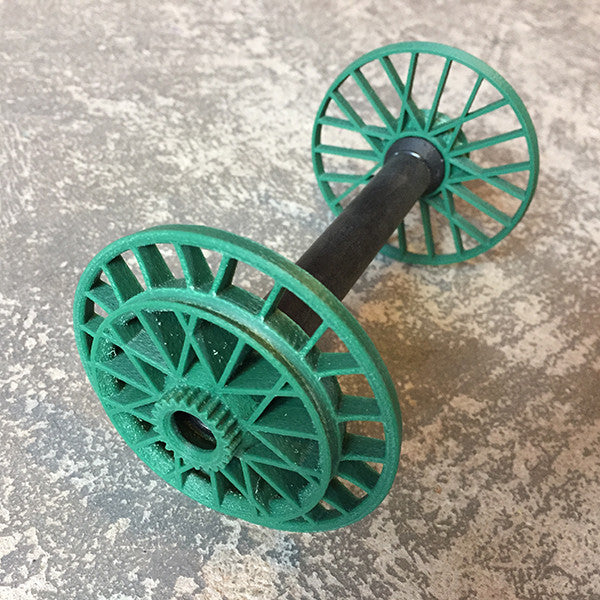 Flat-Pack Bobbin with Bike Tire whorls in Forest Green